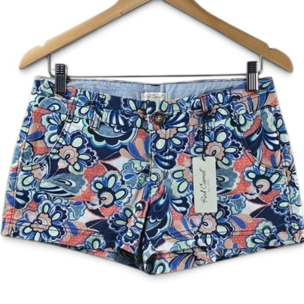 NWT Red Camel Go Bold Flor Maritime Prep Floral Shorts Belted Size 7